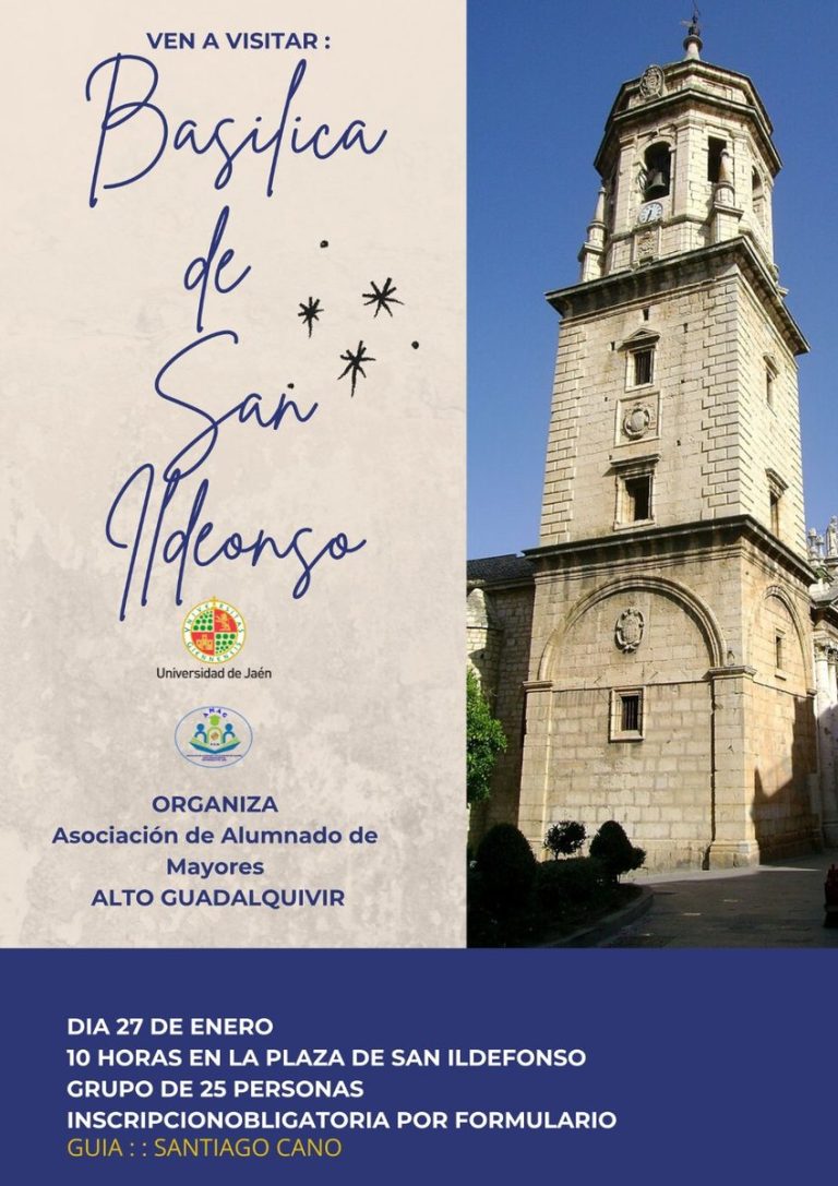 Cartel de la visita guiada a la Basílica de San Ildefonso de AMAG